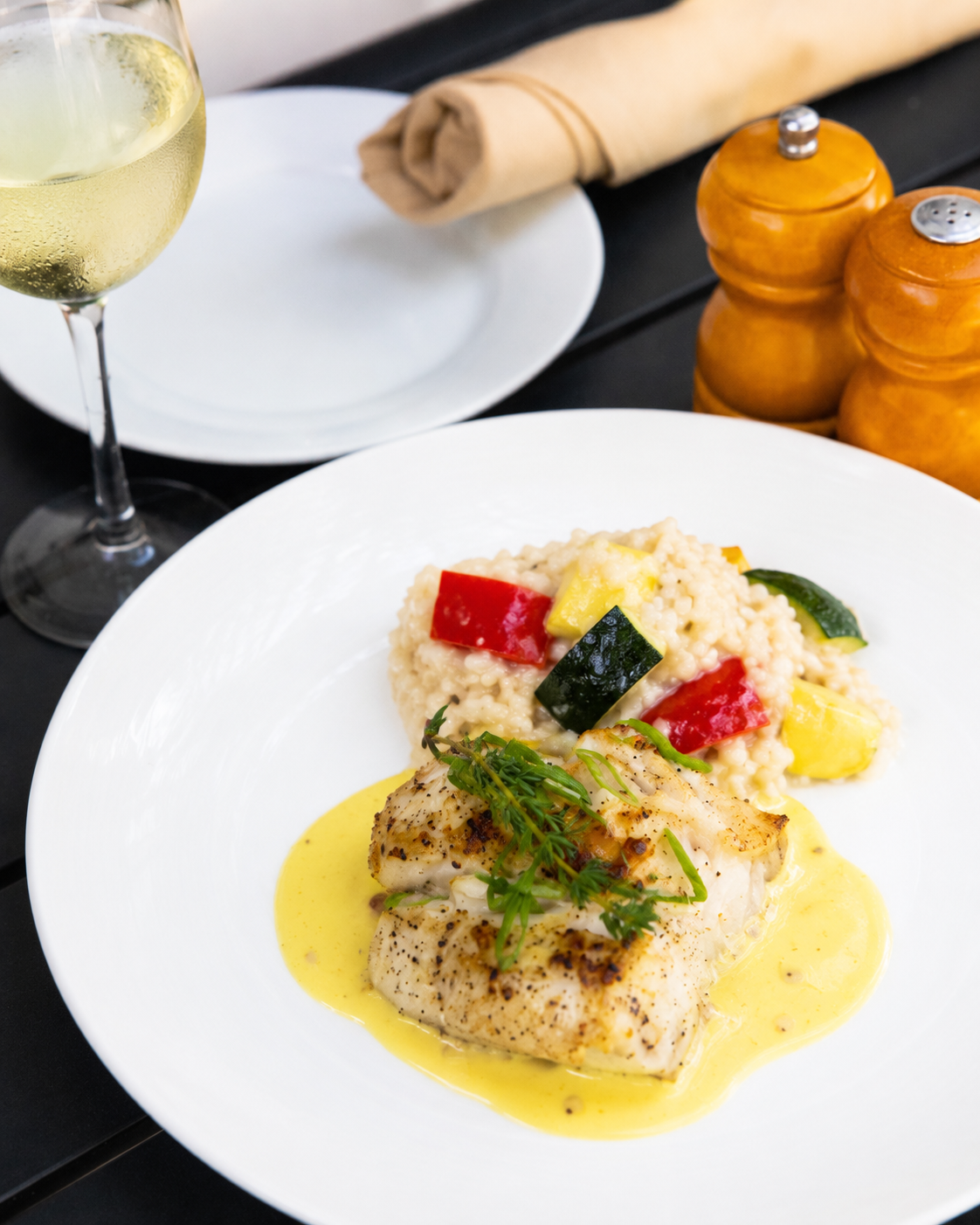 Tilefish with primavera risotto at Vinea